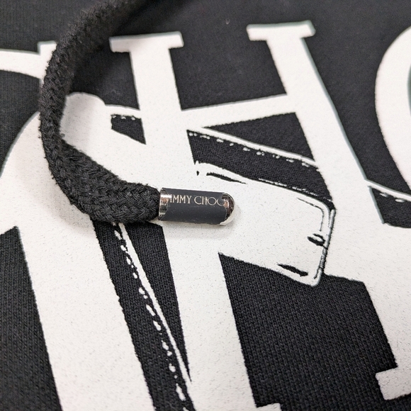 Jimmy Choo Hoodie Women's S Black High Heel Graphic Cotton French Terry - Picture 3 of 10